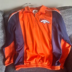 Denver Broncos Quarter Zip Jacket - Vibrant Orange